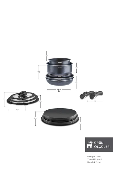 Karaca Biodiamond Easy Clip 12 Parça İndüksiyon Tabanlı Tencere Seti - Resim 2