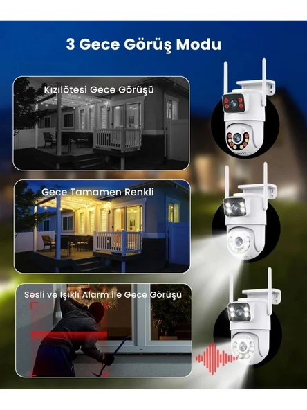 Multibox MBG-29AI Wifi Çift Lens 3+3mp Akıllı Güvenlik Kamerası Renkli Gece Görüş, Sesli, 1.5A Adaptör Dahil - Resim 4
