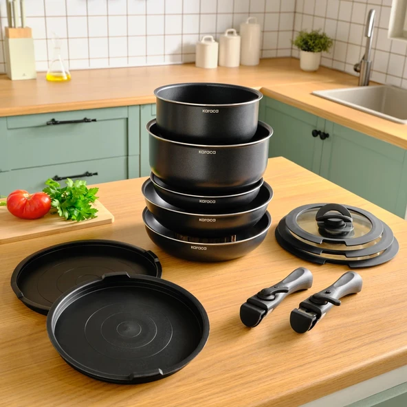 Karaca Biodiamond Easy Clip 12 Parça İndüksiyon Tabanlı Tencere Seti - Resim 9