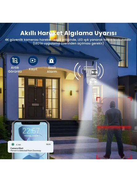 Multibox MBG-29AI Wifi Çift Lens 3+3mp Akıllı Güvenlik Kamerası Renkli Gece Görüş, Sesli, 1.5A Adaptör Dahil - Resim 3