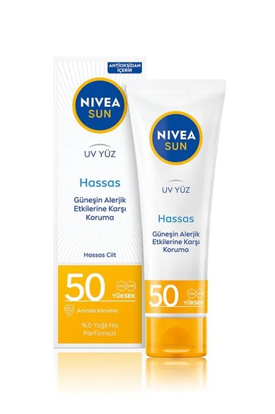 Nivea Sun Hassas Yüz Güneş Kremi Spf50 - Güneş Alerjisine Karşı Koruyucu, Hassas Ciltlere Özel, 50 Ml ürün görseli