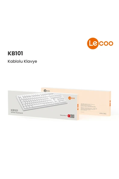 Lecoo Kb101 Usb Kablolu Türkçe Q Klavye Beyaz - Resim 8