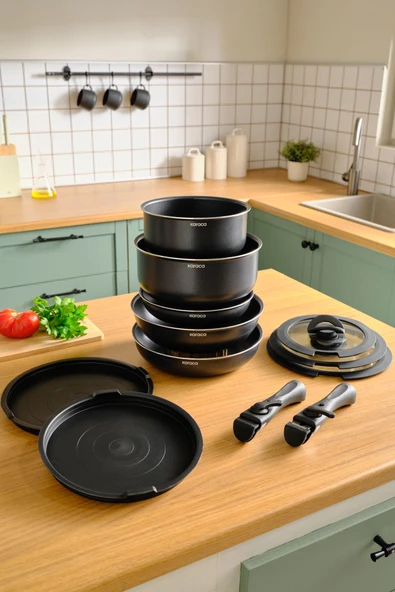 Karaca Biodiamond Easy Clip 12 Parça İndüksiyon Tabanlı Tencere Seti ürün görseli