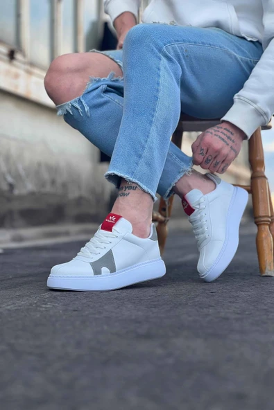 Wagoon WG040 Beyaz Gri Erkek Casual Ayakkabı - Resim 2