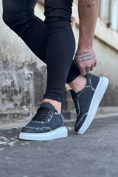 Wagoon WG018 Gri Kot Kumaş Erkek Casual Ayakkabı - Resim 3