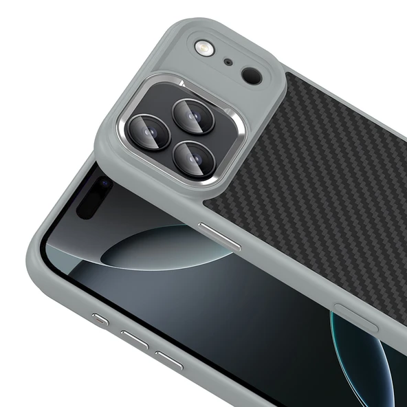 Apple iPhone 17 Pro Kılıf M-Safe Şarj Karbon Fiber Görünümlü Silikon Zr-Truva ürün görseli 1