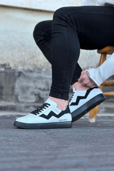 Wagoon WG160 Beyaz Siyah Erkek Casual Ayakkabı - Resim 3