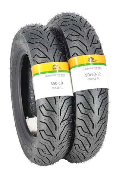 DARSON TYRES SPONTİNİ LASTİK TAKIMI 350-10 VE 90/90-12 TL (TUBELESS - DUBLEKS) ürün görseli 1
