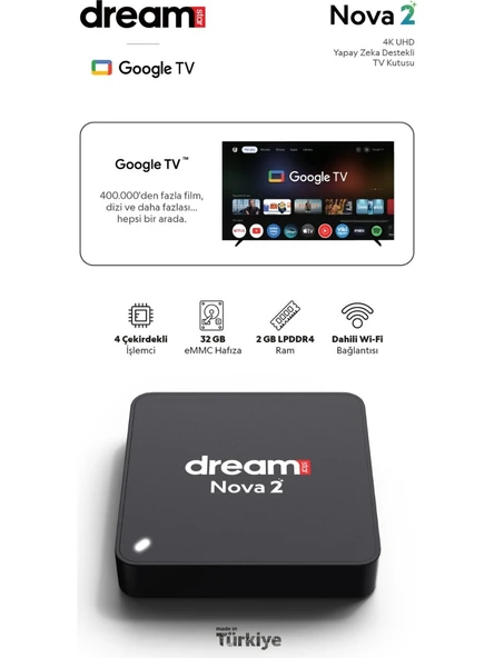 Dreamstar Nova 2  4 Android 14  4K Lisansli Android TV Box 2GB Ram 32GB Hafıza - Resim 4