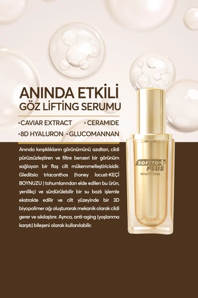Softto Plus Lifting Eye Concentre Anında Etkili Göz Çevresi Serum 30 ml - Resim 4