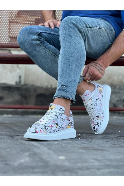 Wagoon WG501 Dergi Desenli Boyalı Erkek Casual Ayakkabı - Resim 2