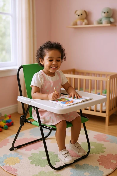 EXENT 2–6 Yaş, Oyun Aktivite Masası, Çocuk Sandalyesi ve Masası Tak-Çıkar Masa-YEŞİL - Resim 2
