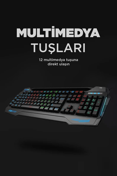Rampage Kb-r63 Stage Rainbow Rgb Aydınlatmalı Makrolu Gaming Oyuncu Klavyesi - Resim 6
