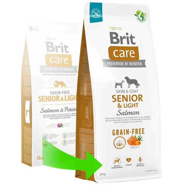 Brit care skin coat senior light salmon 12kg tahılsız somonlu köpek maması grain free ileri yaş - Resim 2