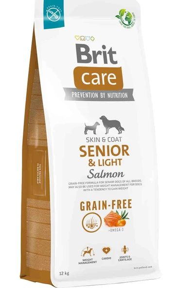 Brit care skin coat senior light salmon 12kg tahılsız somonlu köpek maması grain free ileri yaş ürün görseli 1