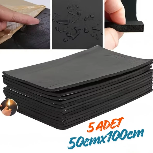 Araç Oto Kaput Kapı Taban Davlumbaz Ses Yalıtım Malzemesi 6mm Kauçuk 50cmx100cm 5adet ürün görseli