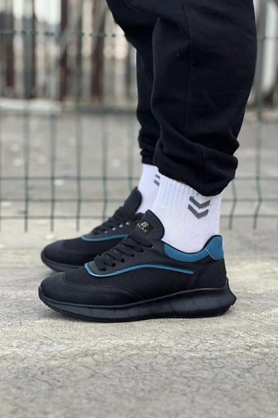 Wagoon WG062 Kömür Mavi Triko Erkek Spor Ayakkabı - Resim 3