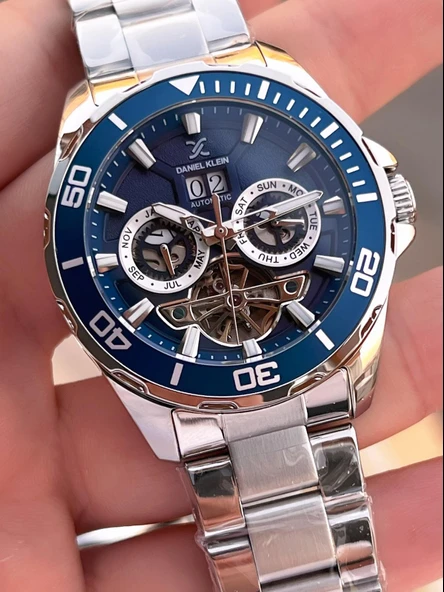 Daniel Klein Otomatik Erkek Kol Saati 30 Metre Suya Dayanıklı Çelik Kordon + Bileklik Hediyeli  VS.BLKT.0703 - Resim 4