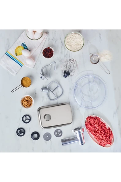 Karaca Multichef Stand Mikser Rose Gold Kıyma Ve Hamur Yoğurma Makinesi 1900w 5,5 Lt - Resim 6