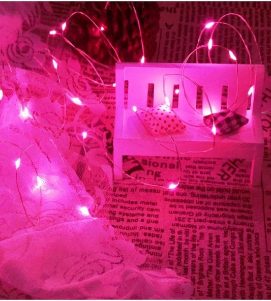 Ev Balkon Ve Parti İçin 3 Metre Pilli Pembe Renk Peri Led Yılbaşı Süsü Işık - Resim 2