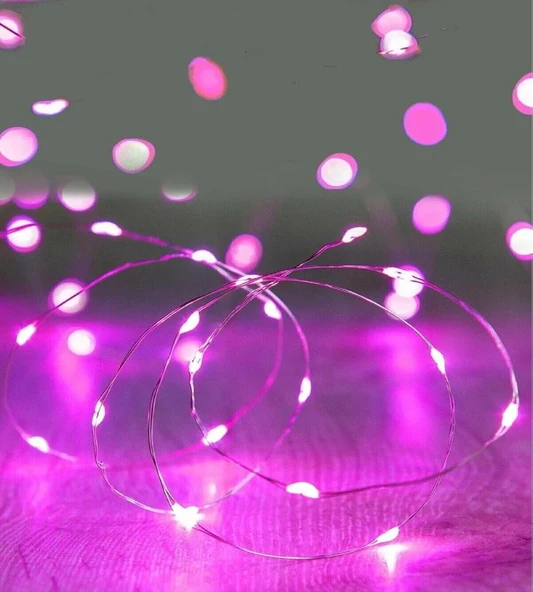 Ev Balkon Ve Parti İçin 3 Metre Pilli Pembe Renk Peri Led Yılbaşı Süsü Işık - Resim 5