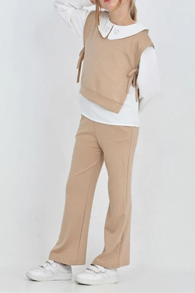 Kız Çocuk 3'lü Takım (Pantolon+Yelek+Bluz) 12429 - Resim 8
