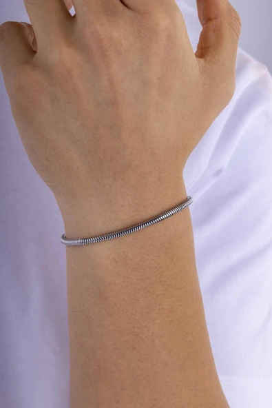 Gümüş Pazarım İtalyan Kesim Silindir Model Erkek Çelik Bileklik - Resim 2