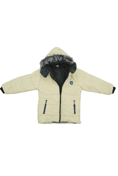 Kız Çocuk İçi Peluşlu-Kürk Kapüşonlu-Fermuarlı Mont 12428 ürün görseli 1