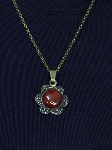 Doğal Taş Akik Doğal Taşlı Kadın Doğal Taş Otantik Kolye euk18a - Resim 2