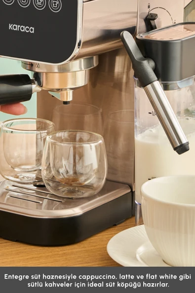 Karaca Mycaffee Barista S20 Entegre Süt Hazneli Otomatik Espresso ve Latte Makinesi Silver - Resim 6