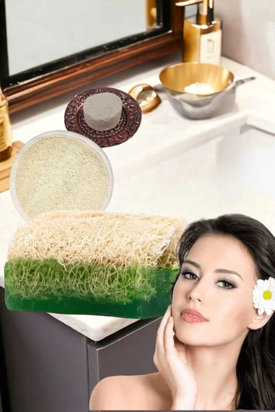 3'lü Gözenek Temizleme Sivilce Leke Akne Ölü Deri Peeling Ruşur Taşı Masaj Etkili Aloe Vera Sabun - Resim 2