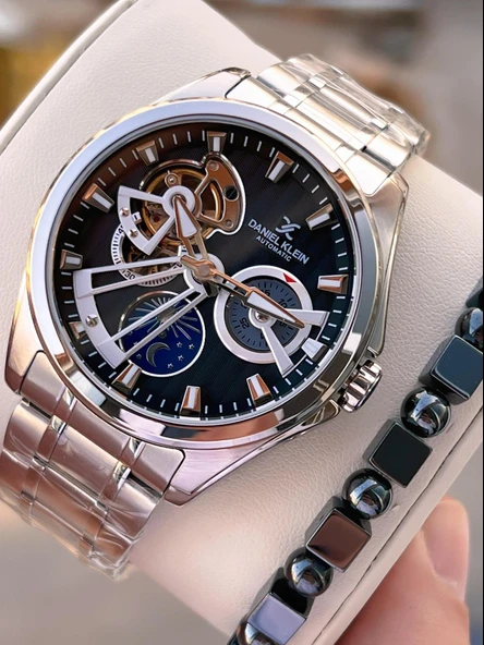 Daniel Klein Otomatik Erkek Kol Saati 30 Metre Suya Dayanıklı Çelik Kordon + Bileklik Hediyeli  VS.BLKT.0699 ürün görseli