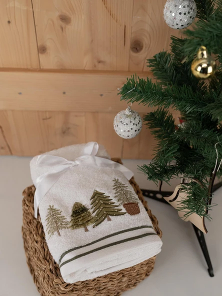 Pamuklu 2'li 40x70 cm Modern Nakışlı Hediyelik Havlu & Havlu Seti Baveno - Resim 7