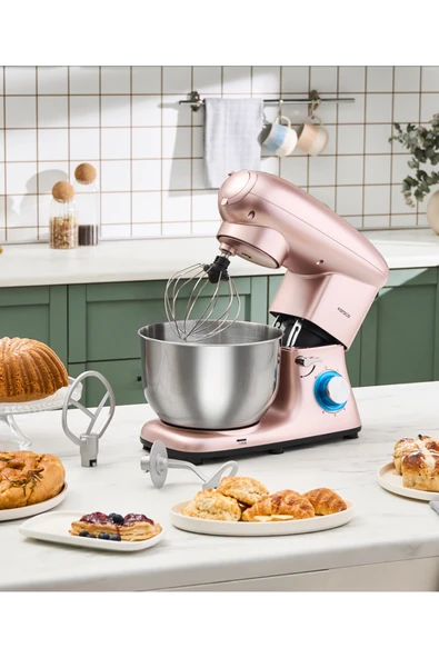 Karaca Multichef Stand Mikser Rose Gold Kıyma Ve Hamur Yoğurma Makinesi 1900w 5,5 Lt - Resim 2