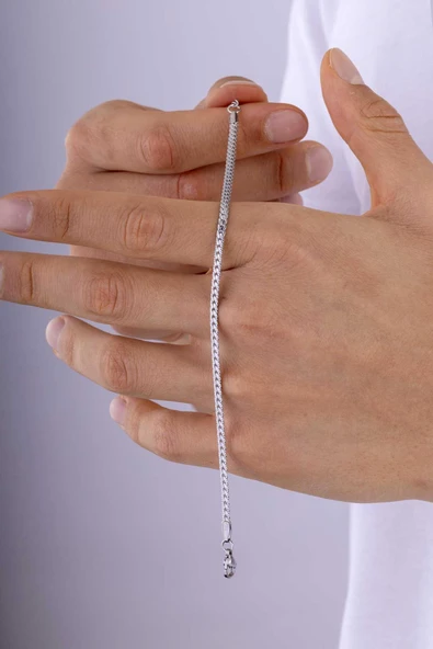 Gümüş Pazarım İnce Kenarlı Balık Sırtı Erkek Çelik Bİleklik - Resim 3