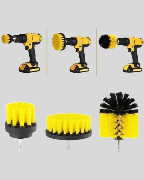 3 Parça Matkap Fırça Temizlik Seti – Her Yüzey İçin Güçlü ve Pratik Çözüm - Resim 2