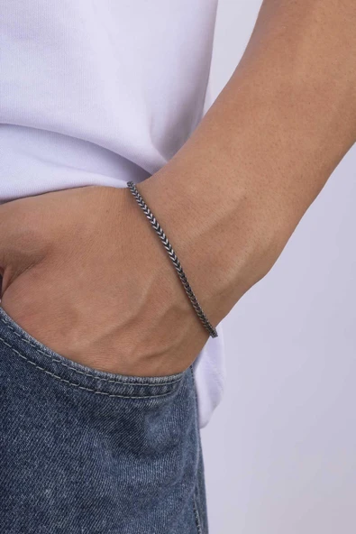 Gümüş Pazarım Tilki Kuyruğu Erkek Çelik Zincir Bileklik ürün görseli 1