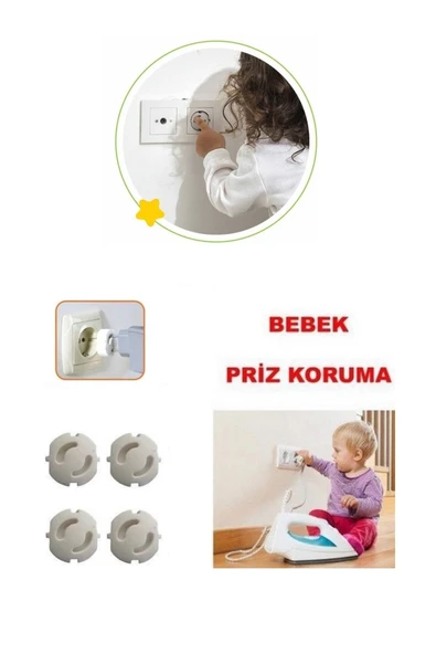 4'lü Bebek Ve Çocuk Priz Emniyeti Çocuk Güvenlik Koruyucu Priz Kapağı ürün görseli 1