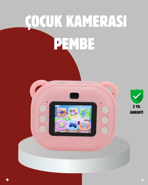 Anında Baskı Özellikli Çocuk Kamerası – 24MP HD Çift Lens, 32GB Hafıza ve Oyun Modu ürün görseli