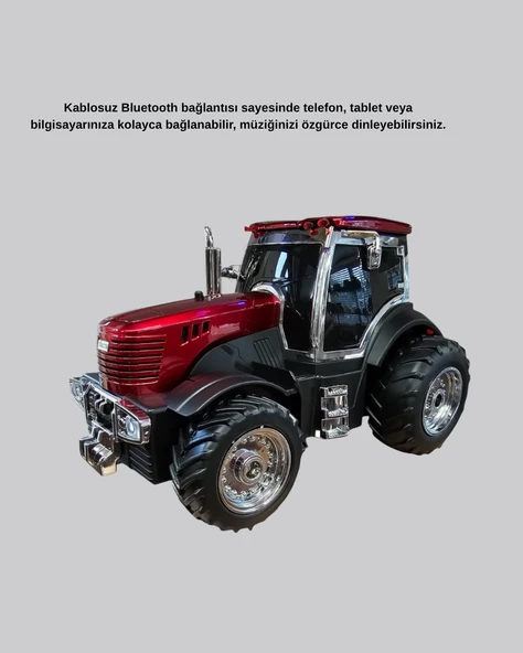Bluetooth Nostaljik Traktör Hoparlör LED Işıklı 12W Güçlü Ses - Resim 3