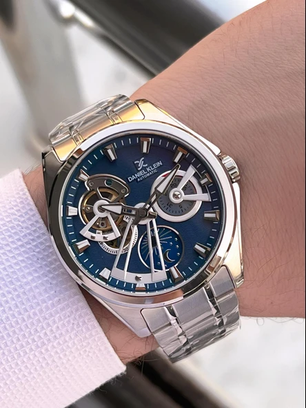 Daniel Klein Otomatik Erkek Kol Saati 30 Metre Suya Dayanıklı Çelik Kordon + Bileklik Hediyeli  VS.BLKT.0702 - Resim 3