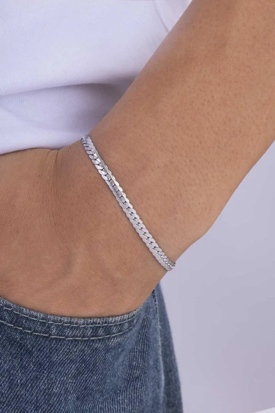 Gümüş Pazarım Balık Sırtı Çelik Erkek Bileklik ürün görseli 1