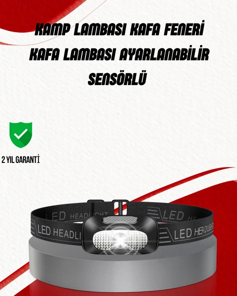 Ayarlanabilir Kafa Lambası TypeC Şarjlı Kompakt Kamp Lambası ürün görseli 1