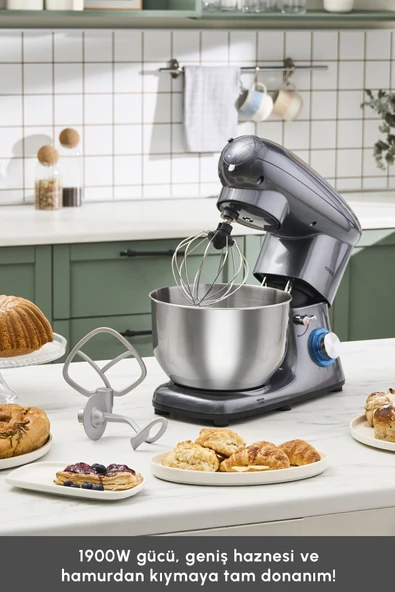 Karaca Multichef Stand Mikser Mutfak Şefi 1900w 5,5lt (KIYMA ÇEKME SUCUK-SOSİS İÇLİ KÖFTE APARATLI) - Resim 3