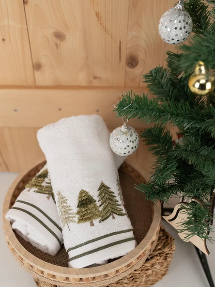 Pamuklu 2'li 40x70 cm Modern Nakışlı Hediyelik Havlu & Havlu Seti Baveno - Resim 8