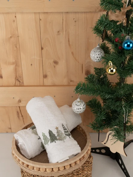 Pamuklu 2'li 40x70 cm Modern Nakışlı Hediyelik Havlu & Havlu Seti Baveno - Resim 2