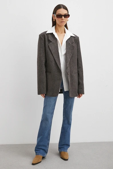 Orta  Bel Likralı İspanyol Paça Jean Mavi - Resim 2