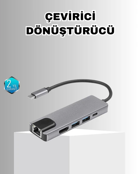 Alüminyum Kasalı MacBook USBC Hub – 4K HDMI, USB 3.0, SD/TF Kart Girişi, PD Şarj Desteği ürün görseli 1