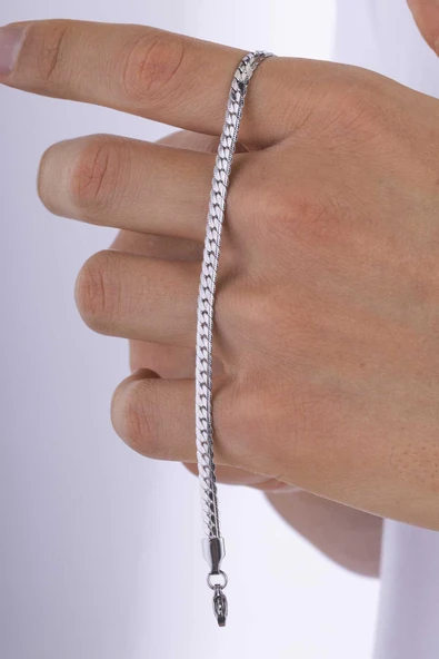 Gümüş Pazarım Balık Sırtı Çelik Erkek Bileklik - Resim 3