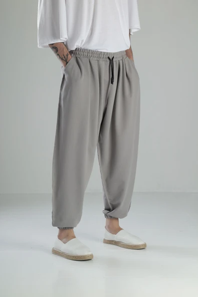 Gri Dikiş Detaylı Pileli Yarım Şalvar COC2116 - Resim 3